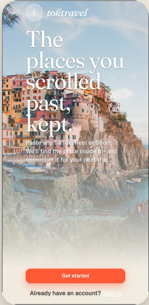 TokTravel splash screen concept